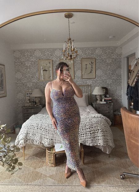 This purple sequin floor length gown from petal and pup l love it for a black tie event wearing a L

#LTKwedding #LTKparties #LTKmidsize