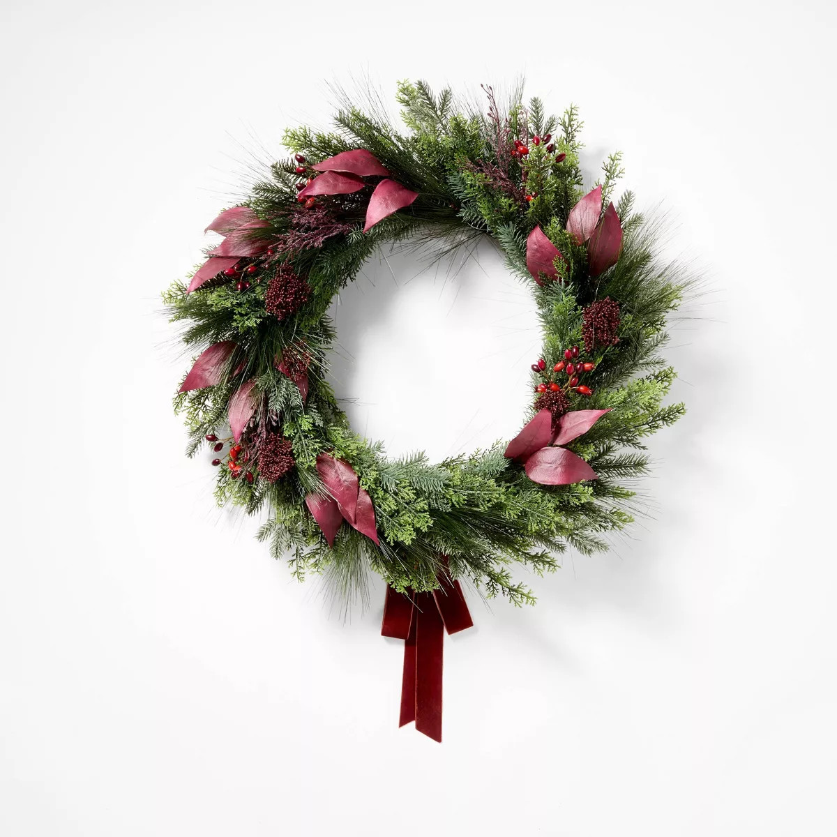XL Pine Red Eucalyptus and Red Berry Holiday Artificial Wreath - Threshold™ designed with Studi... | Target