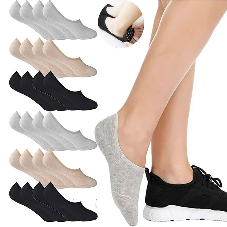 12 Pairs No Show Socks For Women, Women's Cotton Invisible Socks Non Slip Socks(US Womens Shoe 5-... | Walmart (US)