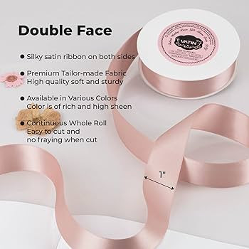 VATIN 1 inch Double Faced Polyester Satin Ribbon Rose Gold -Continuous 25 Yard Spool, Perfect for... | Amazon (US)