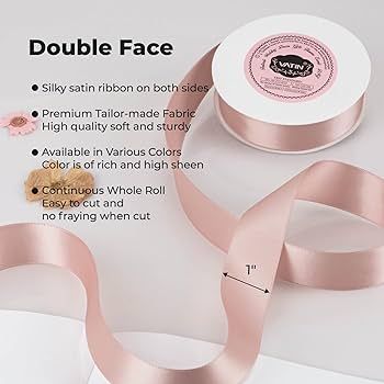 VATIN 1 inch Double Faced Polyester Satin Ribbon Rose Gold -Continuous 25 Yard Spool, Perfect for... | Amazon (US)