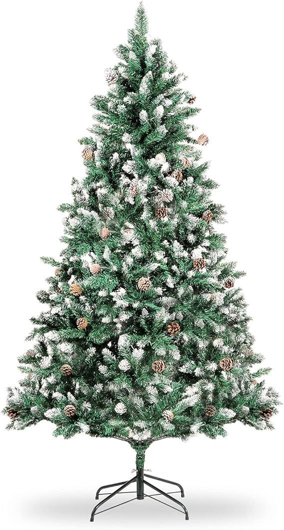Loneywall Christmas Tree,7.5 FT Snowy Pine Cone Artificial Christmas Tree with Sturdy Metal Stand... | Amazon (US)