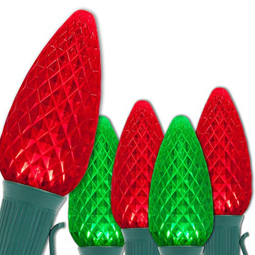 Wintergreen Lighting 100 C9 OptiCore LED Commercial Outdoor Christmas Lights – Heavy Duty Christmas String Lights; Green Wire (100 ft, Red/Green) | Amazon (US)