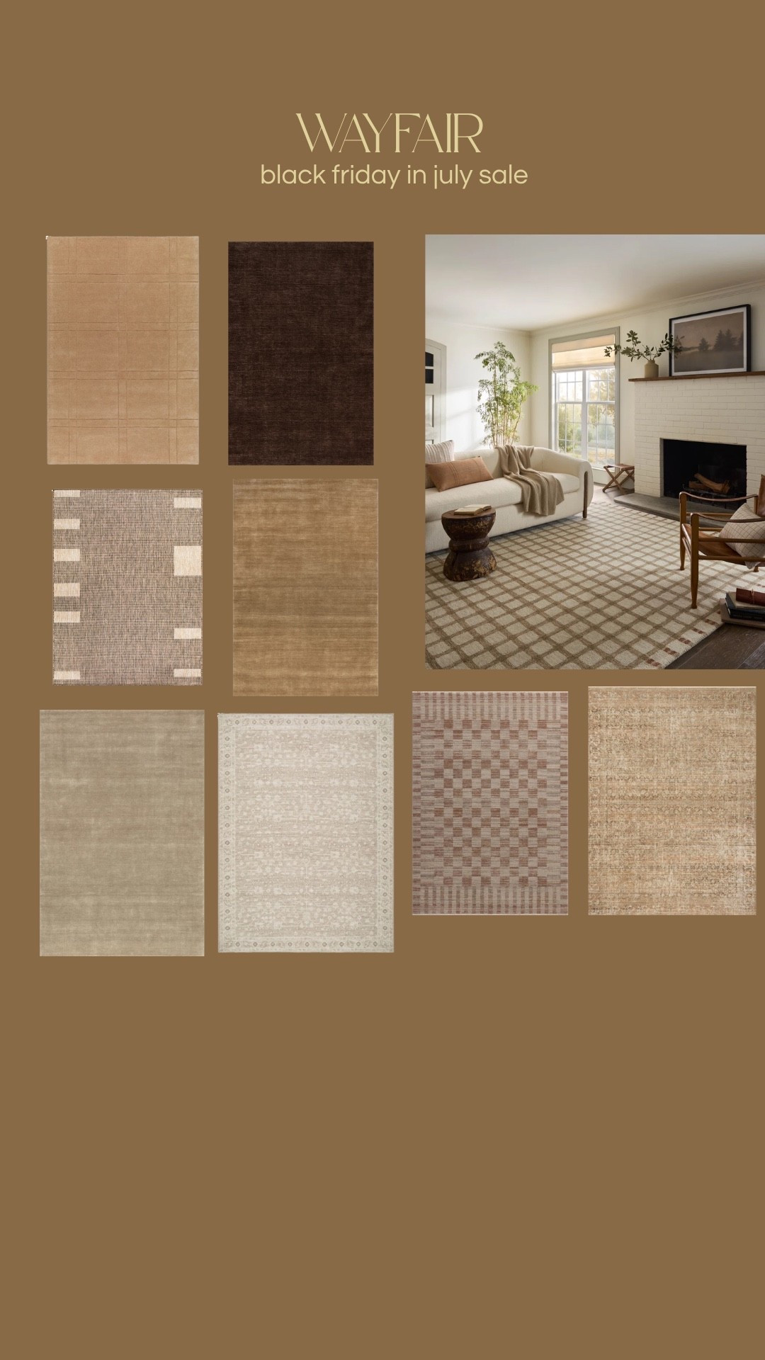 Black Friday in July Wayfair sale! Linked all of my favorite rugs at the moment. 

Rugs 
Living room rug 
Dining room rug 
Brown rug 
Warm toned rug 
Neutral rug
Patterned rug 
Checkered rug 
Home decor 
Wayfair 
WayDay 
Wayfair favorites

#LTKHome #LTKSaleAlert #LTKOver40