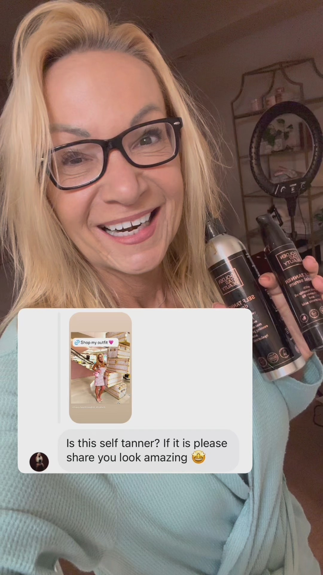 LOVE this brand of self tanner- gives me a natural, golden brown glow and there is no weird smell when it develops. 

I mostly use the facial serum (one pump on my face at night) and the dry oil on my body. They also have a self tanning lotion, but I prefer the dry oil. The tan extending lotion is nice too. 

And full disclosure- I absolutely get real sun on my skin. I consider my tan a hybrid- some natural sun exposure enhanced with self tanner as needed. 

xoxo
Elizabeth 

#LTKBeauty #LTKOver40 #LTKSeasonal