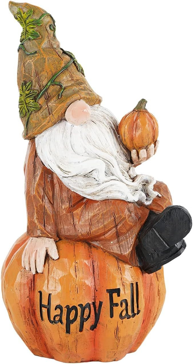 TZSSP Garden Statue Gnome Figurine, Resin Gnome Happy Fall Decoration Funny Gnomes Pumpkin Orname... | Amazon (US)