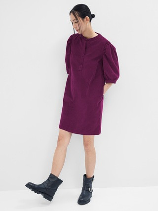 Corduroy Puff Sleeve Mini Dress | Gap Factory
