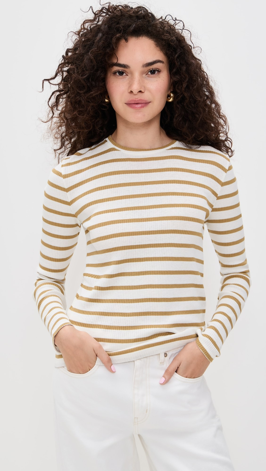 Rib Stripe Long Sleeve Crew Tee | Shopbop
