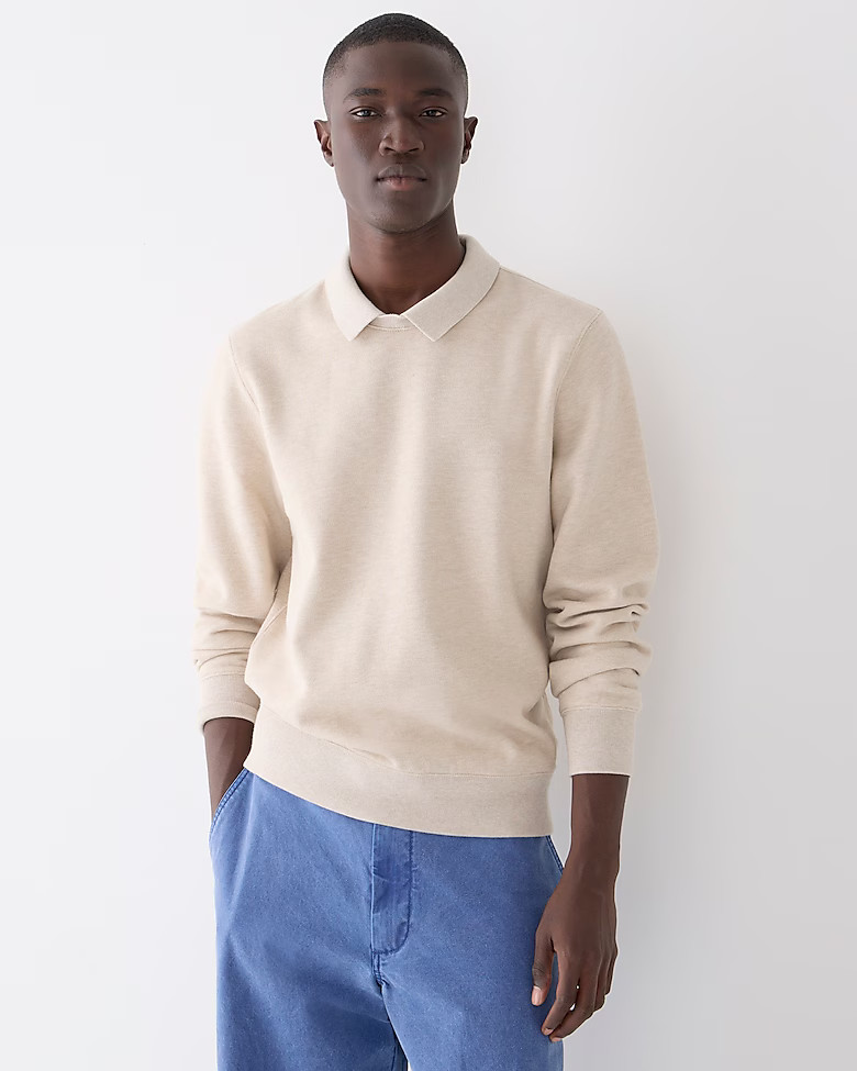 Piqué fleece collared sweatshirt | J. Crew US
