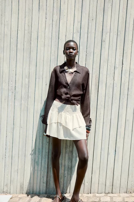 CROCHET RUFFLE MINI SKIRT | Zara UK