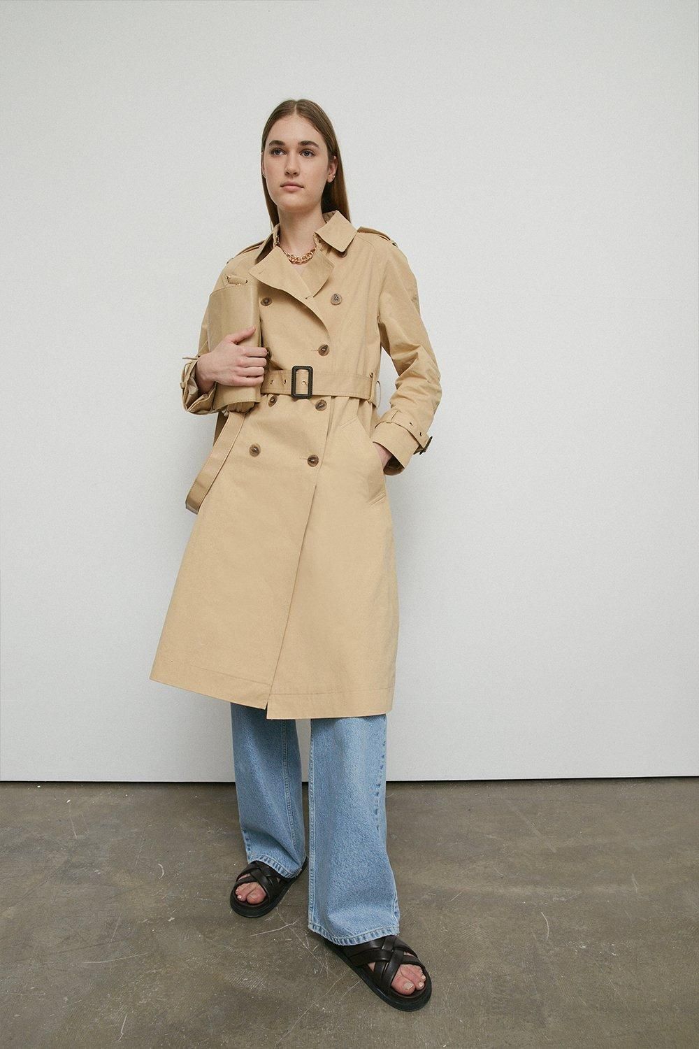 Raglan Sleeve Belted Trench | Warehouse UK & IE