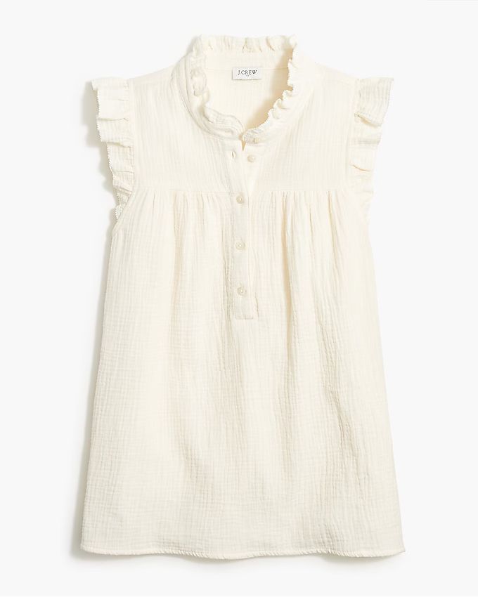 Gauze smocked ruffleneck top | J.Crew Factory