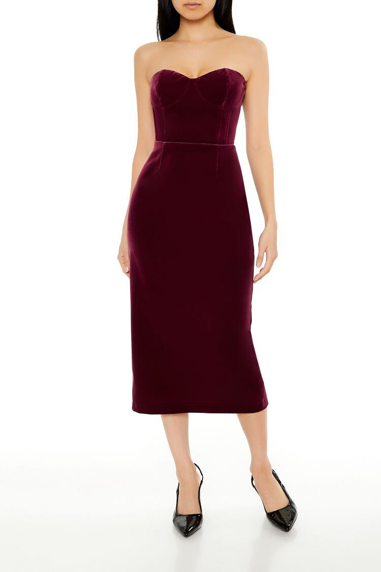 Velvet Sweetheart Midi Tube Dress | Forever 21