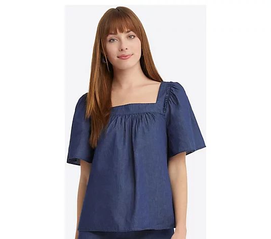 Draper James Maren Top in Chambray - QVC.com | QVC