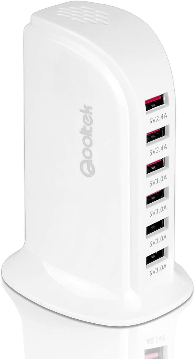 Qooltek 30W 6 Port USB Charger Tower Portable USB Charging Station Desktop Wall Charger for iPhon... | Amazon (US)