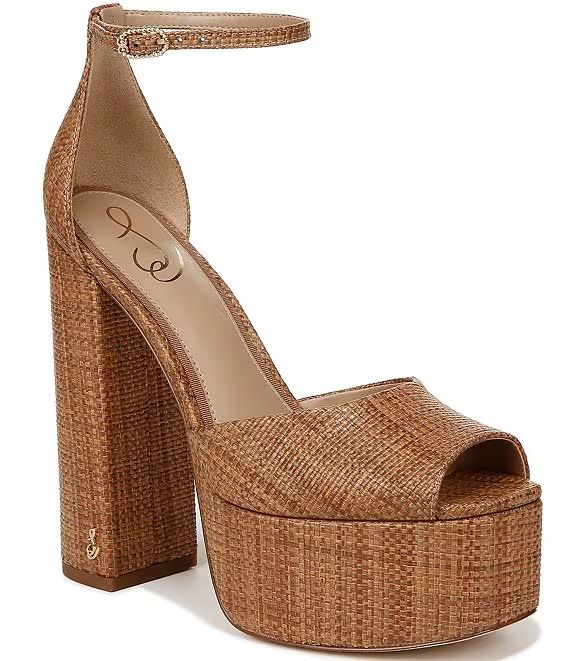 Sam Edelman Kori Raffia Ankle Strap Platform Dress Sandals | Dillard's | Dillard's