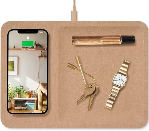 Courant Catch:3 Essentials - Belgian Linen Wireless Charging Station & Valet Tray - Qi-Certified ... | Amazon (US)