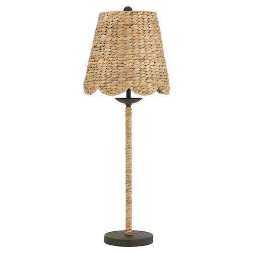 Finn Coastal Beach Natural Water Hyacinth Woven Buffet Table Lamp | Kathy Kuo Home