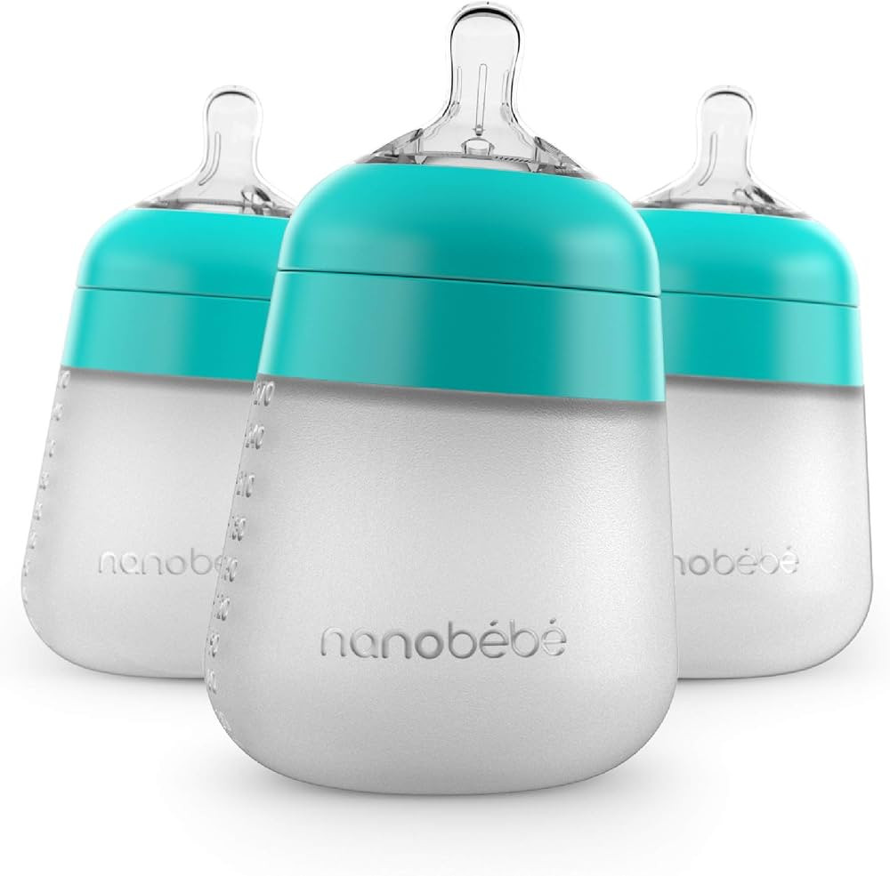 Nanobebe Flexy Silicone Baby Bottles, Anti-Colic, Natural Feel, Non-Collapsing Nipple, Non-Tip St... | Amazon (US)