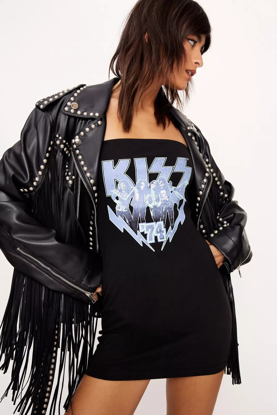 Kiss Graphic Bandeau Mini Dress | Nasty Gal US