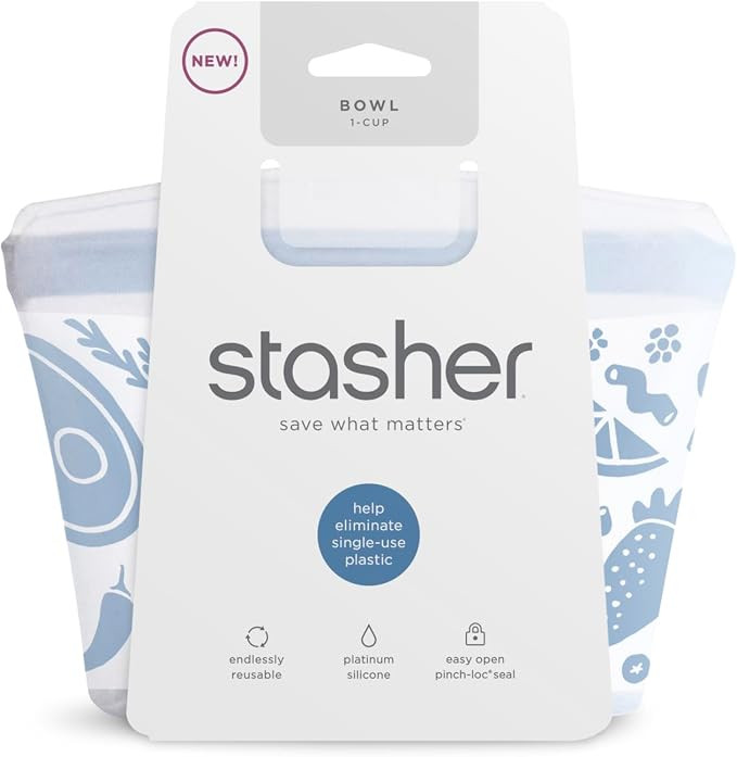 Stasher Premium Silicone Reusable Food Storage Bowl, Clear, Microwave, Sous Vide, Dishwasher, Ove... | Amazon (US)