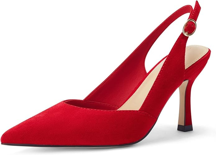 Rilista Women's Slingback Kitten Heels Closed Pointed Toe Wedding Party Dress Pumps Shoes | Amazon (US)