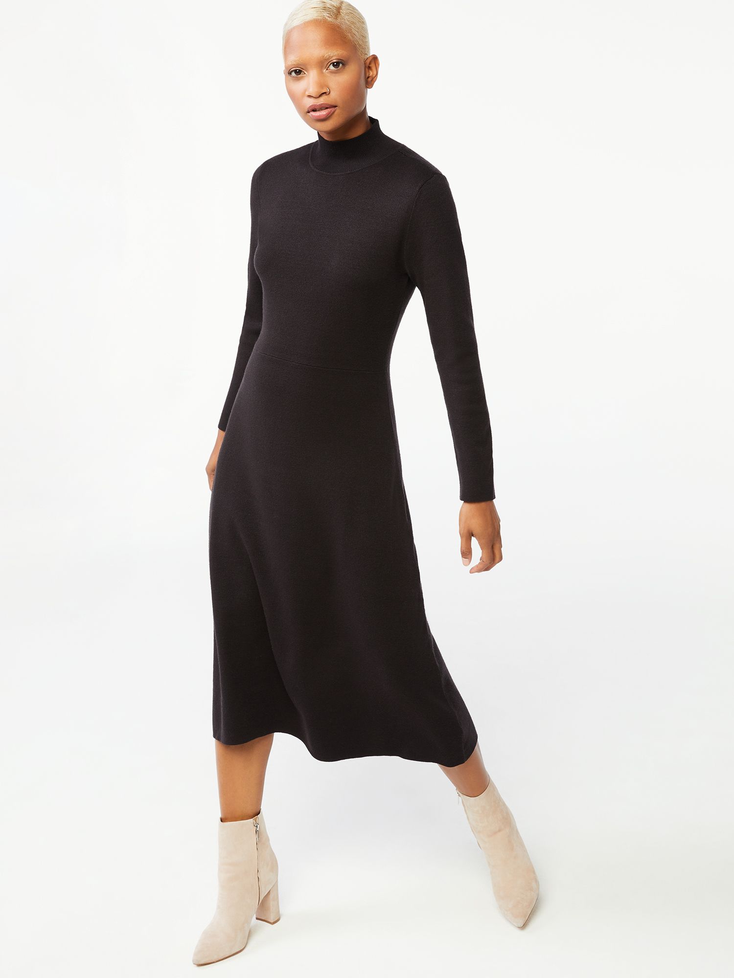 Free Assembly Women's Turtleneck Fit and Flare Sweater Dress - Walmart.com | Walmart (US)