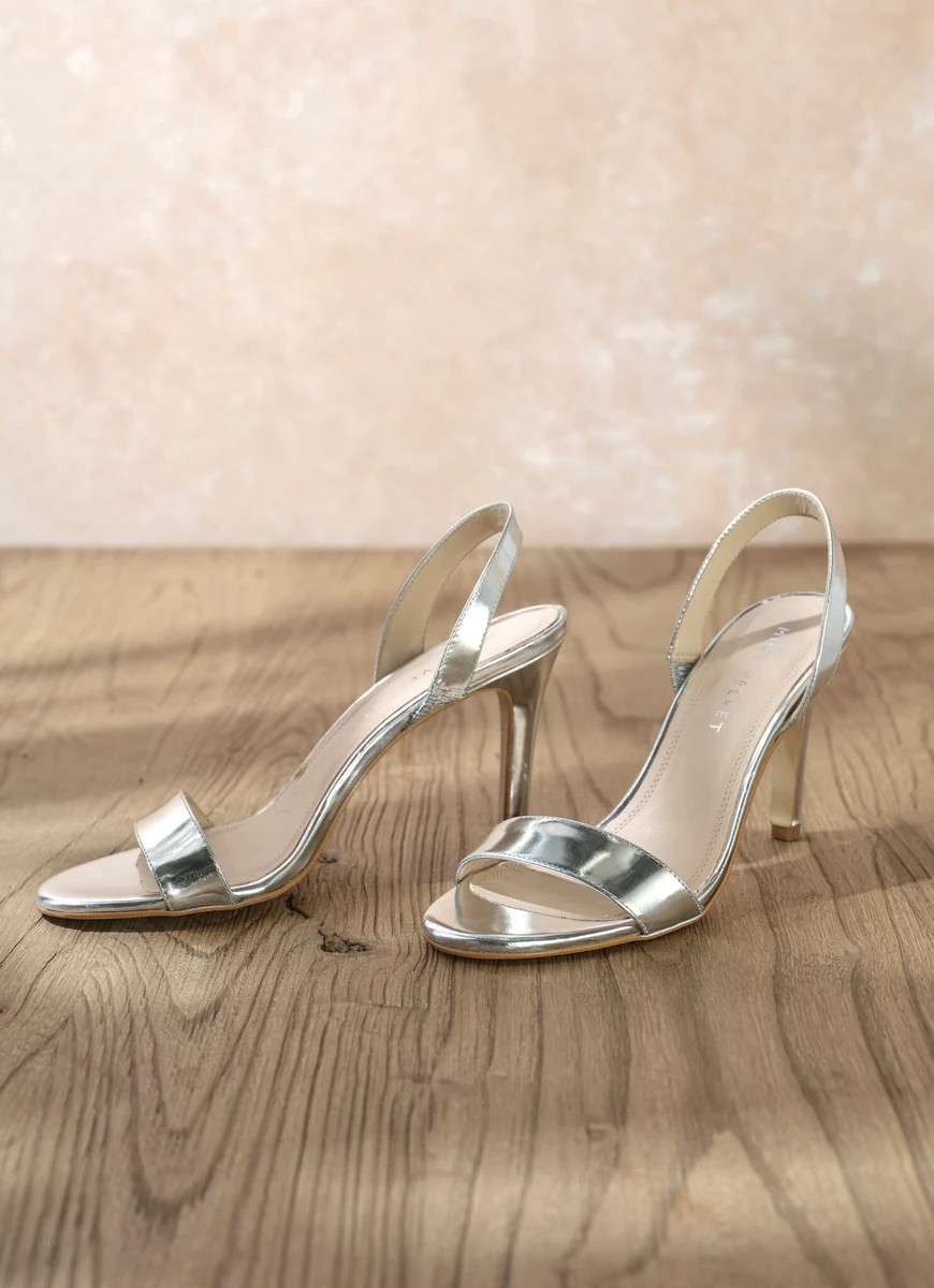 Silver Leather Heeled Sandals | Mint Velvet