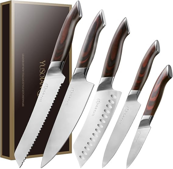 5-Piece Knife Set Professional Kitchen Knife Set Ultra Sharp High Carbon Stainless Steel Chef Kni... | Amazon (US)