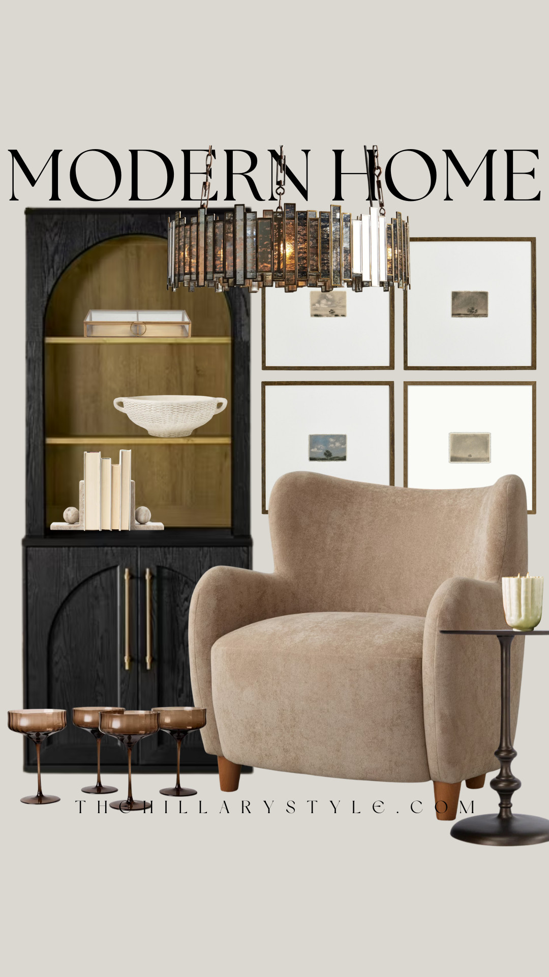 Modern Organic Sitting Room Inspo

Create a cozy, sophisticated corner with this warm minimalism sitting area. Blending transitional design with moody neutrals, this look features a stunning black arched shelf, a plush neutral accent chair, and a striking glass prism chandelier. Textured sketch art frames and amber coupe glasses add the perfect elevated touch. Shop this exact look and follow for more daily home decor inspiration! Walmart, Pottery Barn, Arhaus, Target, Anthropologie, McGee & Co 

 #TheHillaryStyle #modernorganic #warmminimalism #moodyneutrals #transitionaldesign #archedshelves #livingroominspo #neutralhome #homedecor #LTKhome #pinterestdecor 

#LTKSeasonal #LTKHome