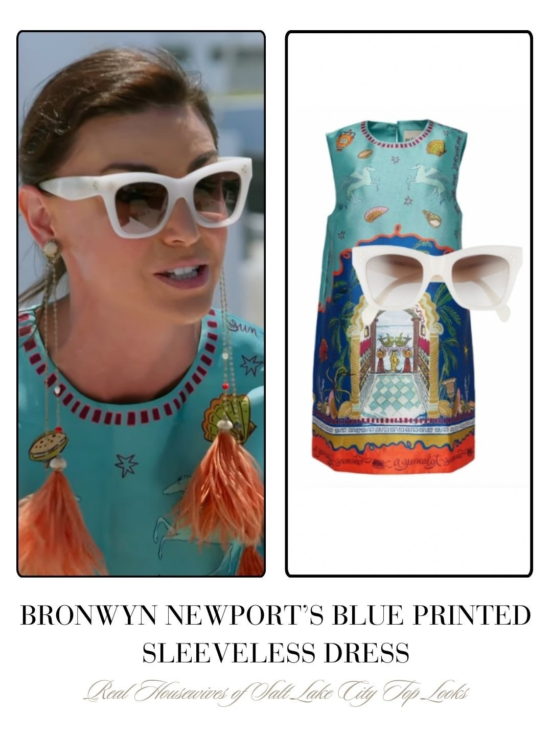 Bronwyn Newport’s Blue Printed Sleeveless Dress