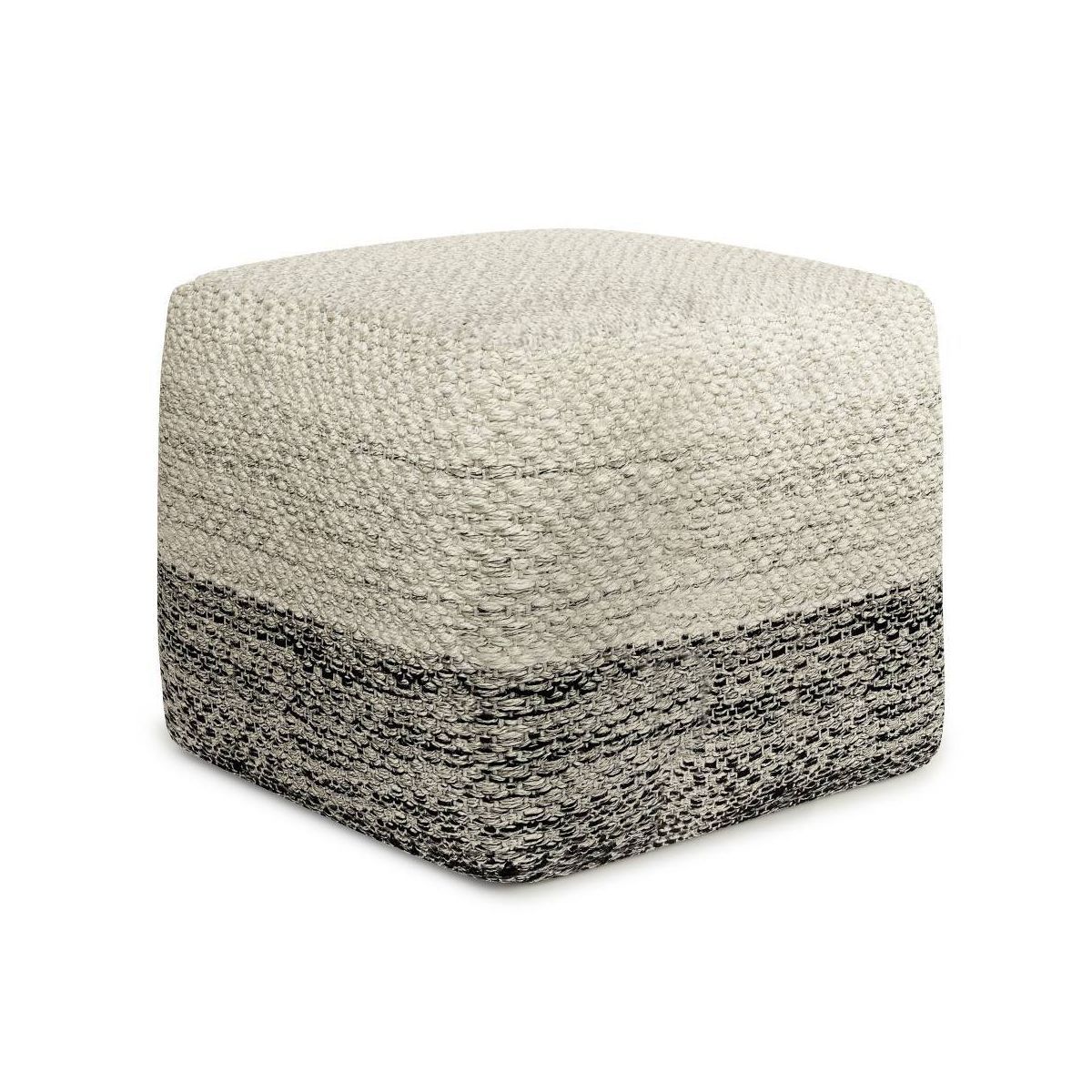 Saul Square Woven PET Polyester Pouf Gray/White - WyndenHall | Target