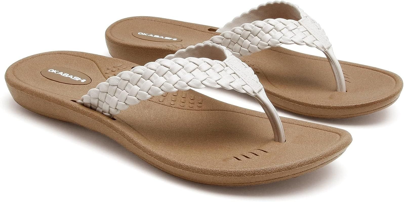 OKABASHI Women's Baha Flip Flop | Contoured Footbed w/Arch Support for All-Day Comfort | Slip-Res... | Amazon (US)