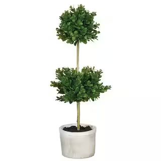 SULLIVANS 21" Artificial Green Double Boxwood Topiary in Planter 02196TOP - The Home Depot | The Home Depot