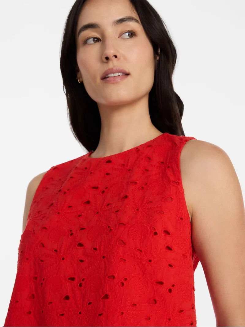 Time and Tru Women\u2019s and Women\u2019s Plus Eyelet Embroidered Top, Sizes XS-4X - Walmart.com | Walmart (US)