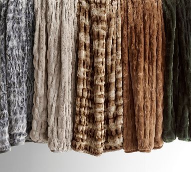 Faux Fur Ruched Throws  | Pottery Barn (US)