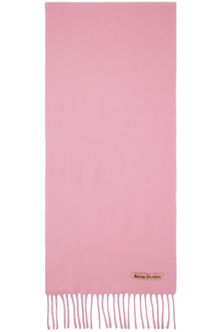 Pink Skinny Fringe Wool Scarf | SSENSE