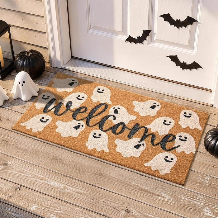 Halloween Door Mat, Ghost Welcome Mat for Outdoor Entrance 17" x 30" | Amazon (US)