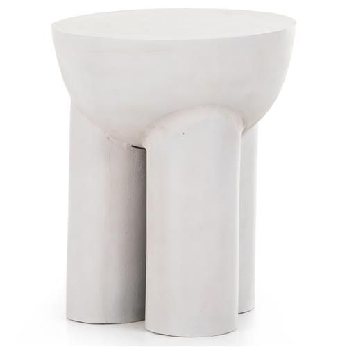 Monte Global Bazaar White Aluminum Round End Table | Kathy Kuo Home
