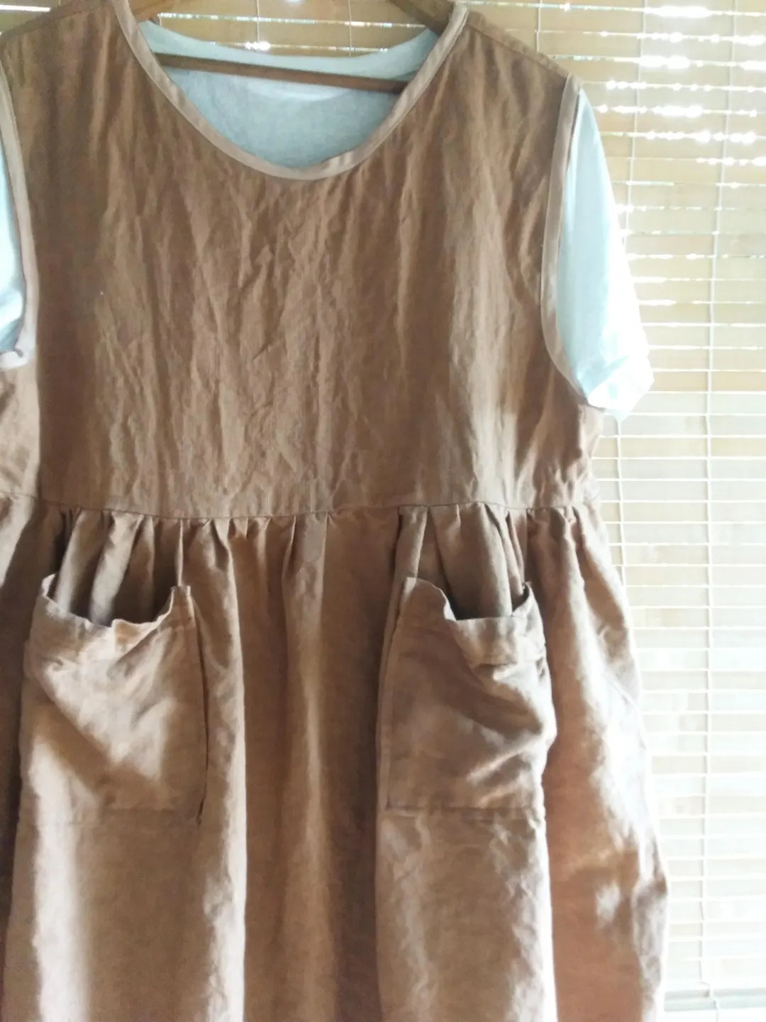 Rustic Prairie Pinafore Chocolate Brown Linen Dress Lagenlook Winter Layering Tunic - Etsy | Etsy (US)