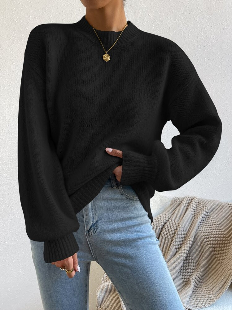 Chiquease Solid Drop Shoulder Sweater,Long Sleeve Tops Knit Pullover Fall Winter Outfit | SHEIN