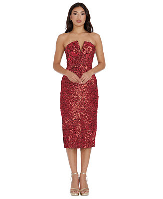 Dress the Population Women's Perla Strapless Sequined Dress - Macy's | Macy's
