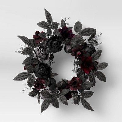 18" Artificial Floral Wreath Black - Threshold™ | Target