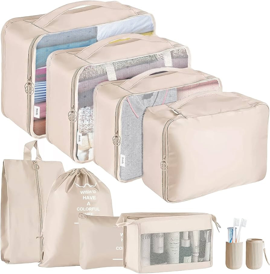 Jsdoin Packing Cubes for Suitcase,9 PCS Travel Luggage Packing Cubes for Backpack, Waterproof Ess... | Amazon (UK)