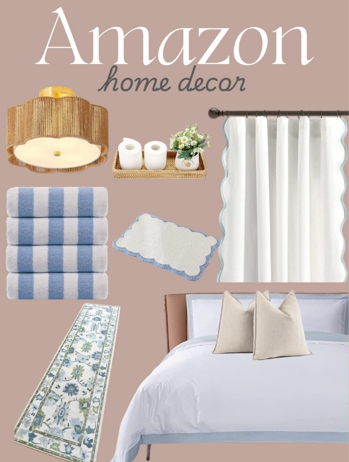 Amazon home decor 
Coastal decor from Amazon Bedroom mood board, coastal bedroom design, bedroom inspo, bedroom decor, bedroom lamps, bedroom furniture, bedroom rug, looks for less, Serena and Lily, save vs splurge, throw pillow, beach bedroom, condo bedroom, nightstands, bed frame, bedroom inspiration, interior design
#bedroom #moodboard#LTKFindsUnder100 #LTKFindsUnder50

#LTKHome #LTKSeasonal