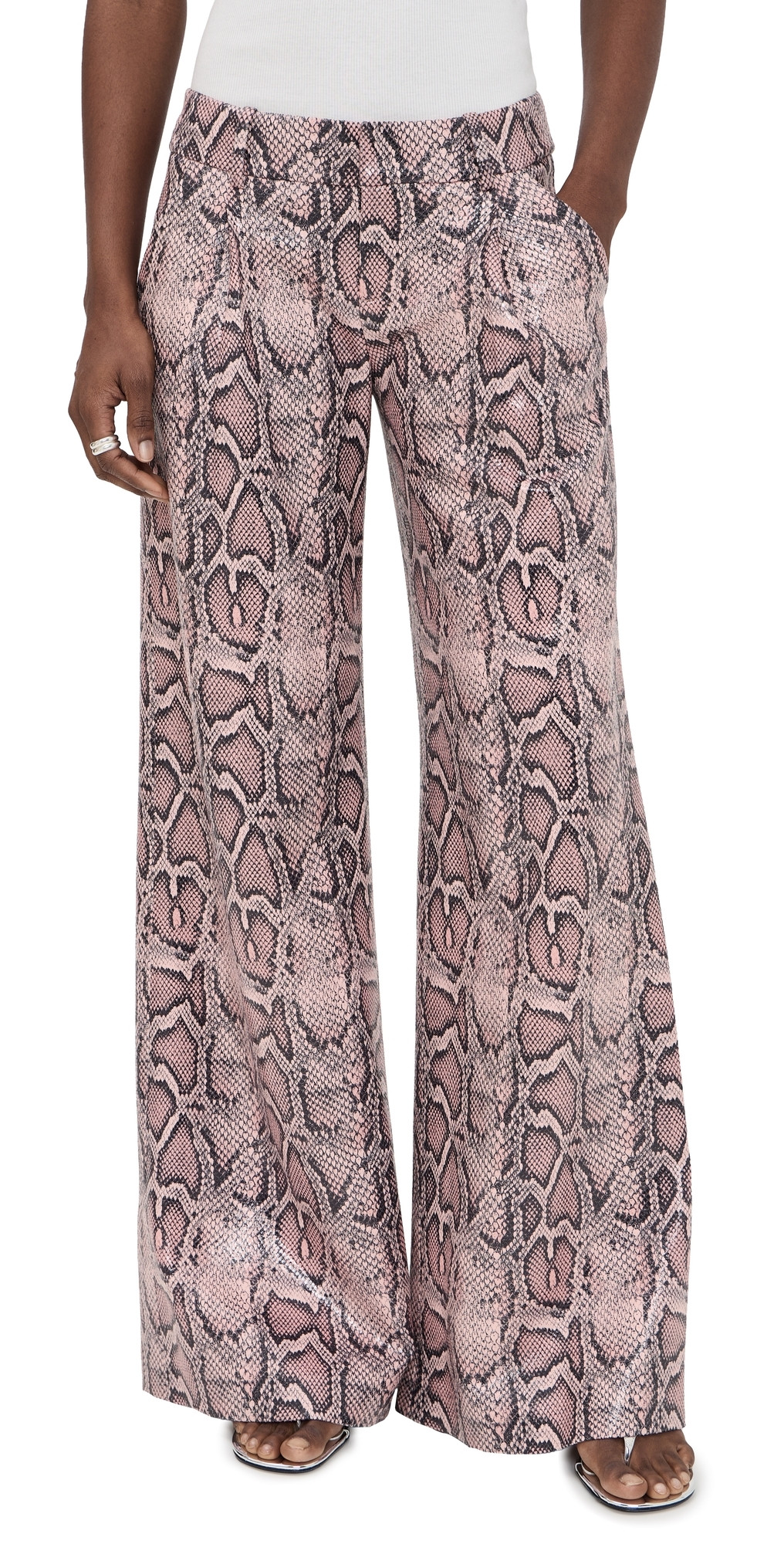 ALICE + OLIVIA Vegan Python Pants English Rose/Black Snake 6 | Shopbop