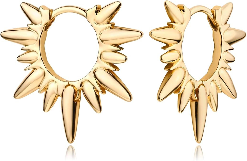 Amazon.com: MYEARS Women Spike Earrings Gold Huggie Hoop 14K Gold Filled Small Boho Simple Delica... | Amazon (US)