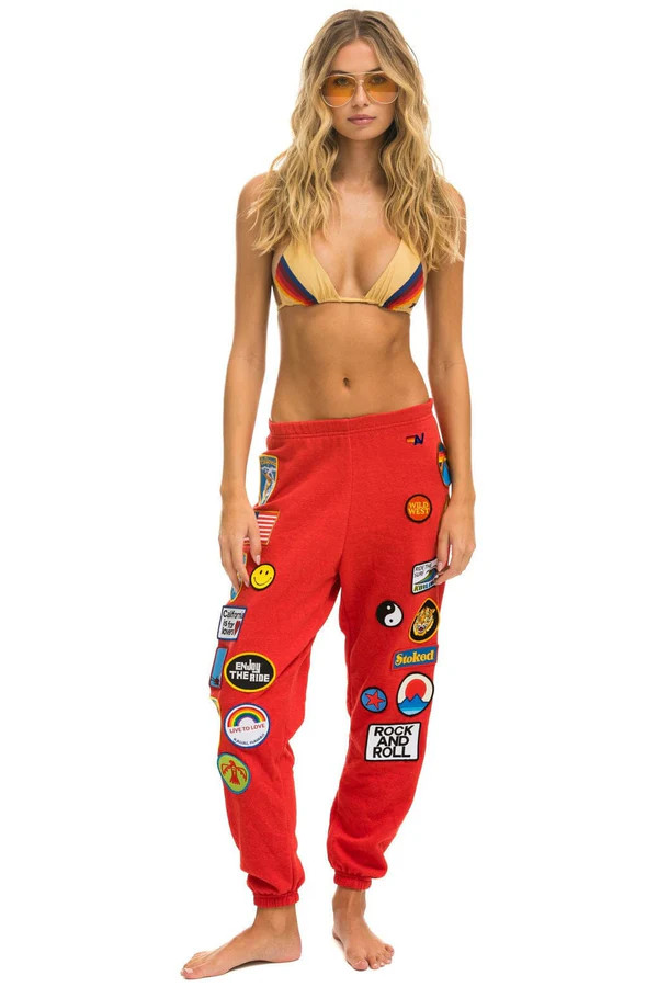 VINTAGE PATCH SWEATPANTS - RED | Aviator Nation