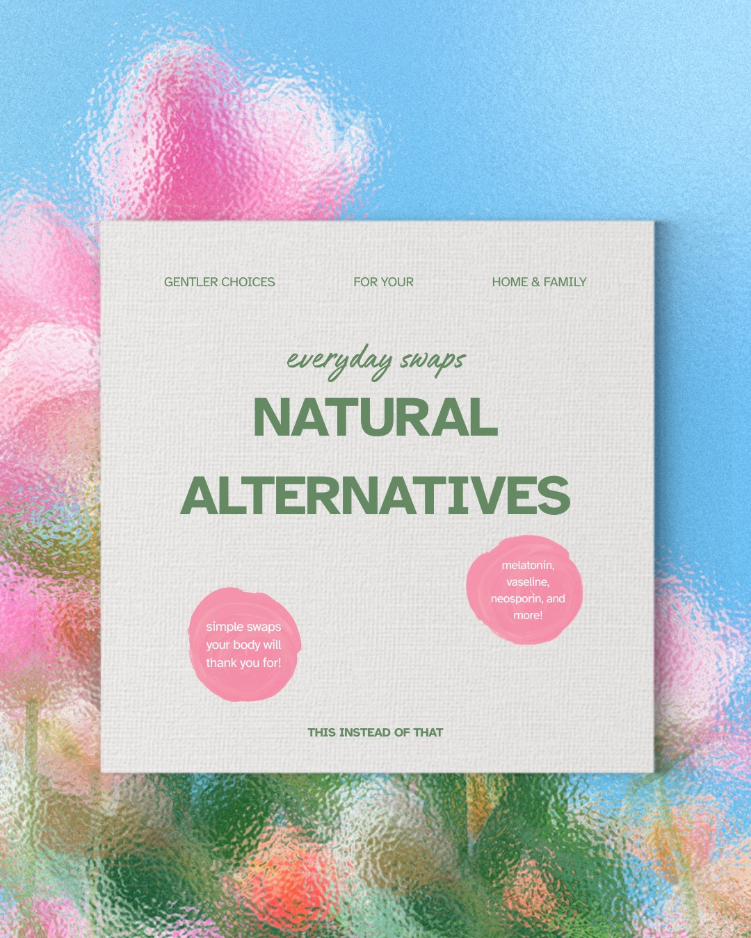 🌿 Looking for natural alternatives to everyday products?

If you’re trying to simplify your routine, reduce unnecessary ingredients, or find more plant-based options, these are some of my favorite swaps for common household and personal care products.

✨ This isn’t about fear, perfection, or avoiding every ingredient. It’s about learning your options and choosing what works best for your family.

Here are a few of my favorite alternatives:

🧴 Instead of Vaseline
• Earth Mama Skin Balm
• Cocokind Ceramide Barrier Serum
• Burt’s Bees Res-Q Ointment

😴 Instead of kids melatonin
• ChildLife Sleep Essential
• MaryRuth’s Kids Nighttime Gummies (melatonin-free)
• Magnesium support
• Consistent bedtime routines

🩹 Instead of Neosporin
• Medical-grade Manuka Honey
• Green Goo Skin Repair
• CV Skinlabs Rescue + Relief Spray

🌸 Instead of traditional perfume
• Skylar Fragrances
• Essential Oil Rollers
• Herbivore Botanicals Perfume Oils

🦟 Instead of conventional bug spray
• Murphy’s Naturals Lemon Eucalyptus Spray
• Badger Anti-Bug Balm
• Babyganics Natural Insect Repellent

⚠️ A few important reminders:

• Natural doesn’t automatically mean safer.
• Essential oils can still cause irritation.
• Always patch test new products.
• Talk with your healthcare provider before starting supplements for children.
• For infected wounds, serious injuries, or persistent symptoms, seek medical care.

You know your family best. The goal isn’t perfection - it’s making informed choices. 💚

Save this post for later and send it to a friend who’s looking for simple, ingredient-conscious swaps.

#naturalalternatives #lowtoxliving #nontoxicliving #cleanliving #wellnessmom #healthyswaps #familywellness #holisticliving #naturalproducts #ingredientconscious #cleanbeauty #naturalskincare #naturalfirstaid #sleepsupport #melatoninfree #bugspray #perfumealternative #vaselinealternative #neosporinalternative #yuka

#LTKselfcare #LTKSaleAlert #LTKKids
