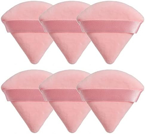 MOTZU 6 Pieces Pure Cotton Powder Puff, Made of Cotton Velour in Triangle Wedge Shape Designed fo... | Amazon (US)